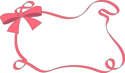赤いリボンのフレームイラスト3