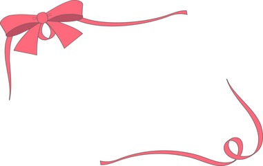 赤いリボンのフレームイラスト1