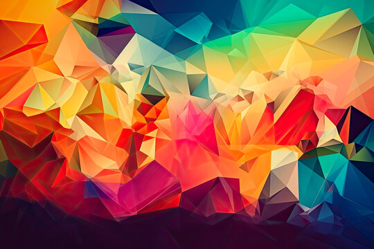 Abstract 2D geometric colorful background. - Shape, Design, Triangle, Square, Circle, Polygon, Rhombus, Prism.
