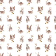 Seamless pattern ballerina pointe shoes