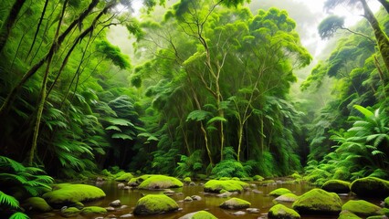 A tropical forest after the rain.