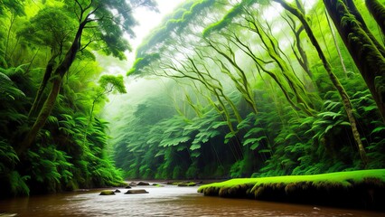 A tropical forest after the rain.