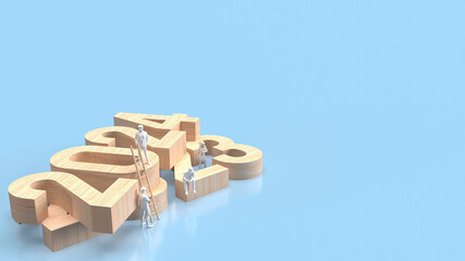 Wood number 2023 and 2024 for Business concept 3d rendering