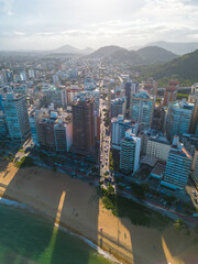 Fototapeta na wymiar Imagem vertical aérea de Vila Velha, mostrando a Praia da Costa, 3ª Ponte e o Convento da Penha.