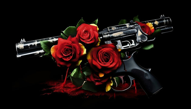 gun with roses, generative AI