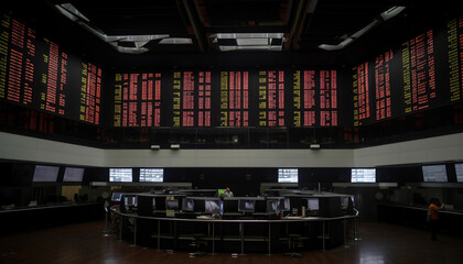 stock broker stocks green red screen, generative ai