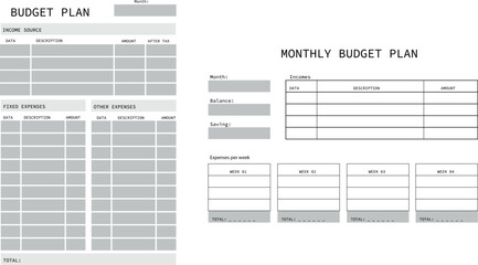 Monthly budget plan