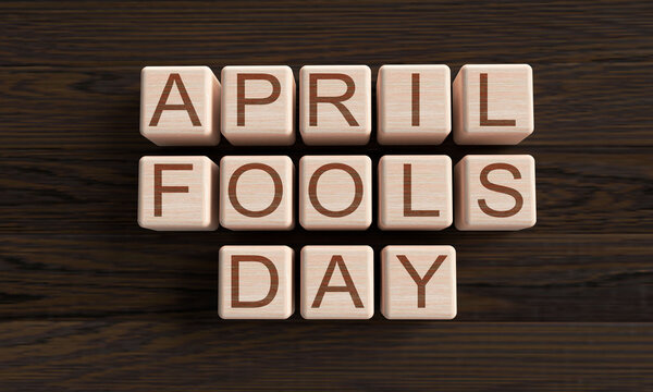 april fools day font text calligraphy block wooden cube oak symbol decoration april joke party festival celebration april fools day comedy carnival 1 st first date fake day harlequin smile circus 