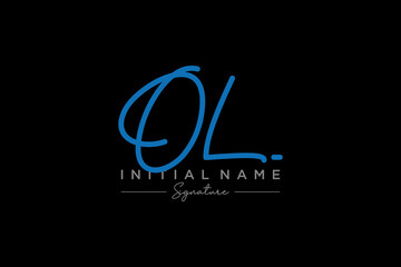 Initial OL signature logo template vector. Hand drawn Calligraphy lettering Vector illustration.