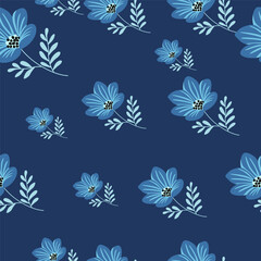 Flower stylized seamless pattern. Cute botanical illustration. Abstract floral background.