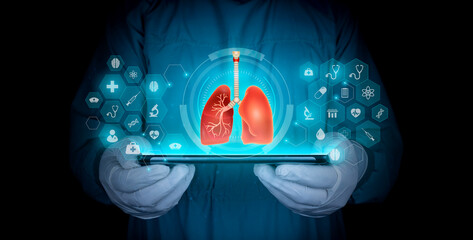 Lung problems, tuberculosis, lung cancer. Digital and modern health, pneumoconiosis. NMC. Surgeon...