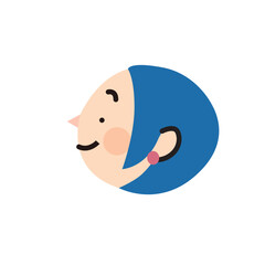 青いショートカットの女性の横顔アイコン