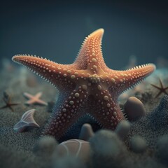 starfish standing at the bottom of the ocean