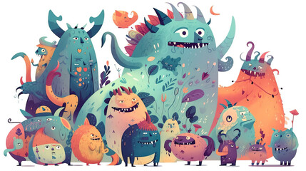 Fantasy creature. cartoon color story. sketch art for artist creativity and inspiration. generative AI	
