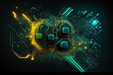 Futuristisches Cyper Wallpaper. Digitale Kunst.
