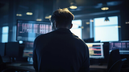Fototapeta premium Stock trader in despair, collapse of assets and stock exchanges 