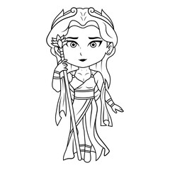 Hera chibi mascot line art