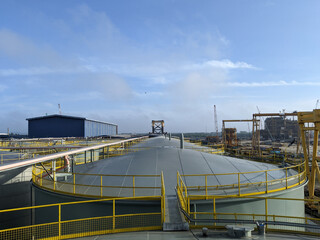 The view from the top of the storage tank for cooking oil and crude palm oil