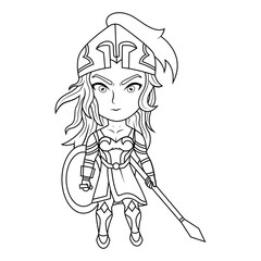 Athena chibi mascot line art