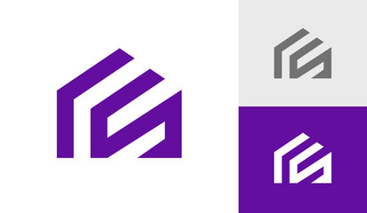Letter RS initial monogram with house shape logo design vector