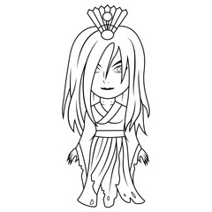 Izanami chibi mascot line art