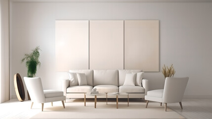 Canvas mockup 3d living room render (ai generated)