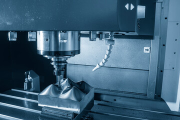 The mold parts cutting process by machining center with solid ball end mill.