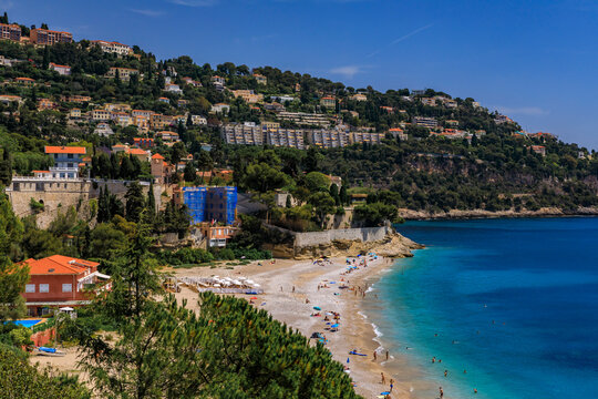 Mediterranean Sea and beach in Roquebrune Cap Martin South of France near Monaco
