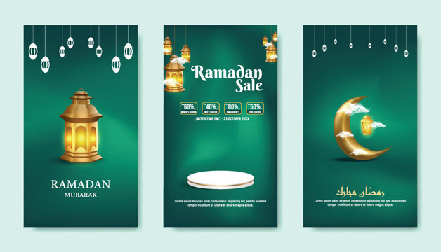 Islamic background ramadan kareem illustration. Muslim greeting card, invitation,poster, banner, abstract design template. Portrait layout for social media story. Gradient mesh background