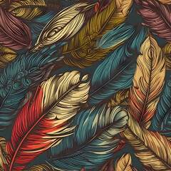 Abstract Colorful Feather Seamless Pattern - Generative AI