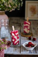 fruit ice in glass on the table