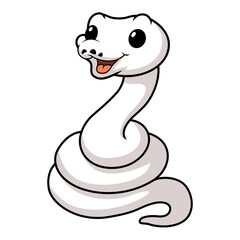 Cute white leucistic ball python snake cartoon