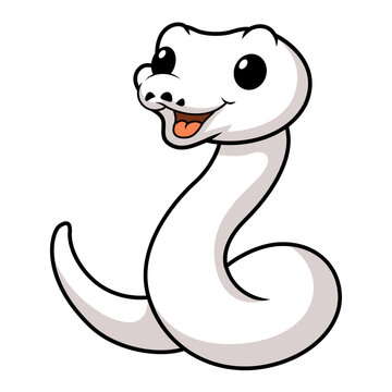 Cute white leucistic ball python snake cartoon