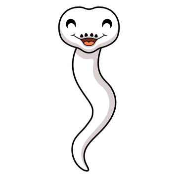 Cute white leucistic ball python snake cartoon