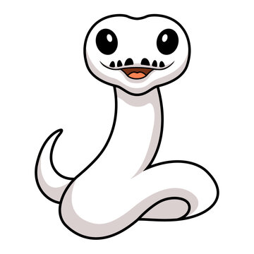 Cute white leucistic ball python snake cartoon