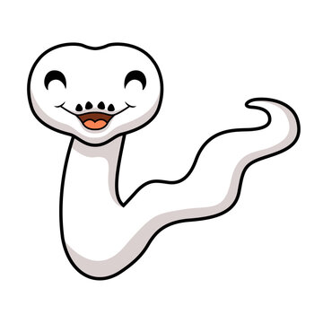 Cute white leucistic ball python snake cartoon