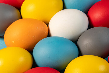 eggs painted in different colors to symbolize the passage of Christian Easter