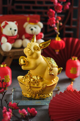 gold rabbit in chinese new year concept