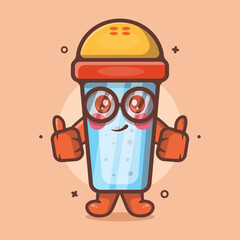 funny salt shaker character mascot with thumb up hand gesture isolated cartoon in flat style design 