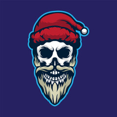 Skull smoke with santa hat and beard