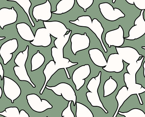 Seamless contour pattern, floral print. Minimalistic design.