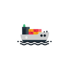 Cargo ship, shipment flat icons. Vector illustration. Isolated icon suitable for web, infographics, interface and apps.
