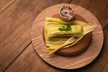 Green tamal corn snack traditional peruvian food 