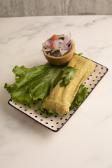 Green tamal corn snack traditional peruvian food 