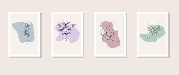 wall art with background boho, Abstract Plant art design for print, cover, wallpaper, Minimal and aesthetic Vector illustration