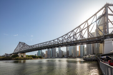Fototapeta na wymiar The Iconic Story Bridge on the Brisbane river in Queensland, Australia