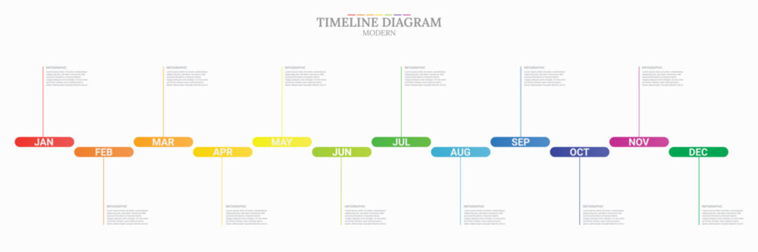 info graphic time line for 12 months, 1 year suitable for your business presentation, with easy-to-understand pictures. with 12 step option Print
