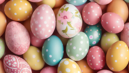 Fototapeta na wymiar easter eggs in a basket, Easter Greetings