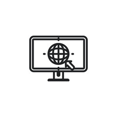 Click to go to website or internet outline icons. Vector illustration. Isolated icon suitable for web, infographics, interface and apps.