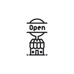 Shop open outline icons. Vector illustration. Isolated icon suitable for web, infographics, interface and apps.